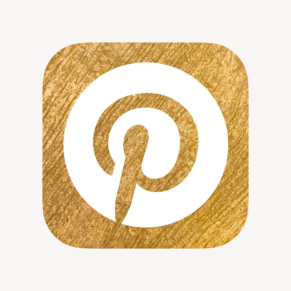 Pinterest icon for social media in gold design vector. 13 MAY 2022 - BANGKOK, THAILAND