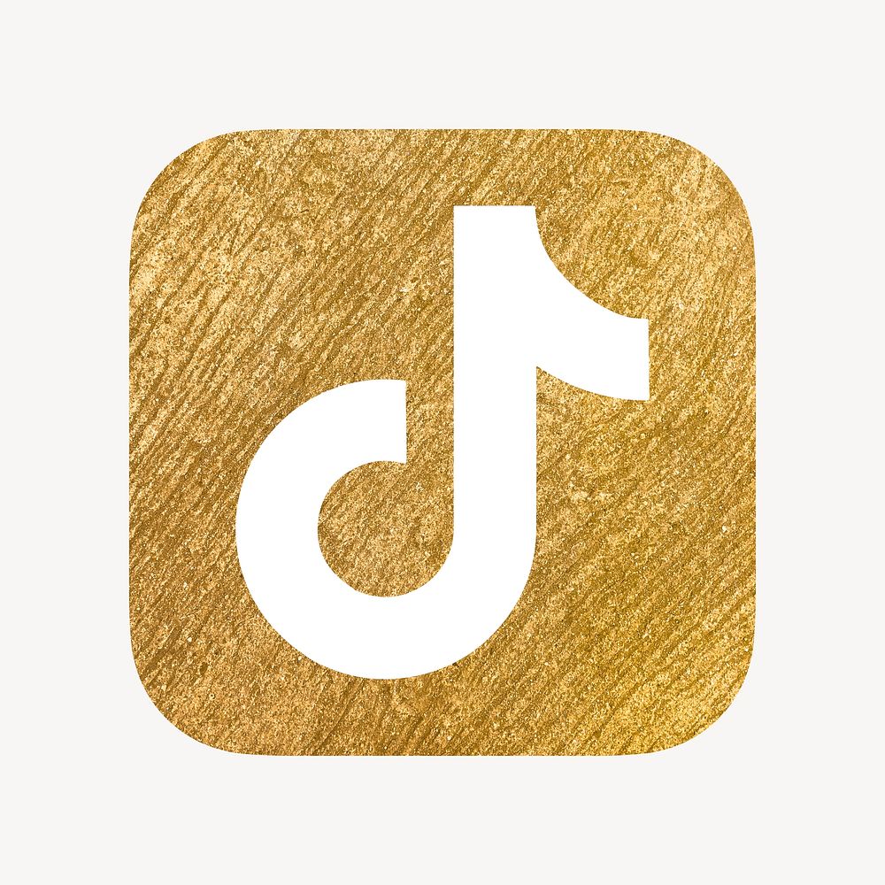 TikTok icon for social media in gold design psd. 13 MAY 2022 - BANGKOK, THAILAND