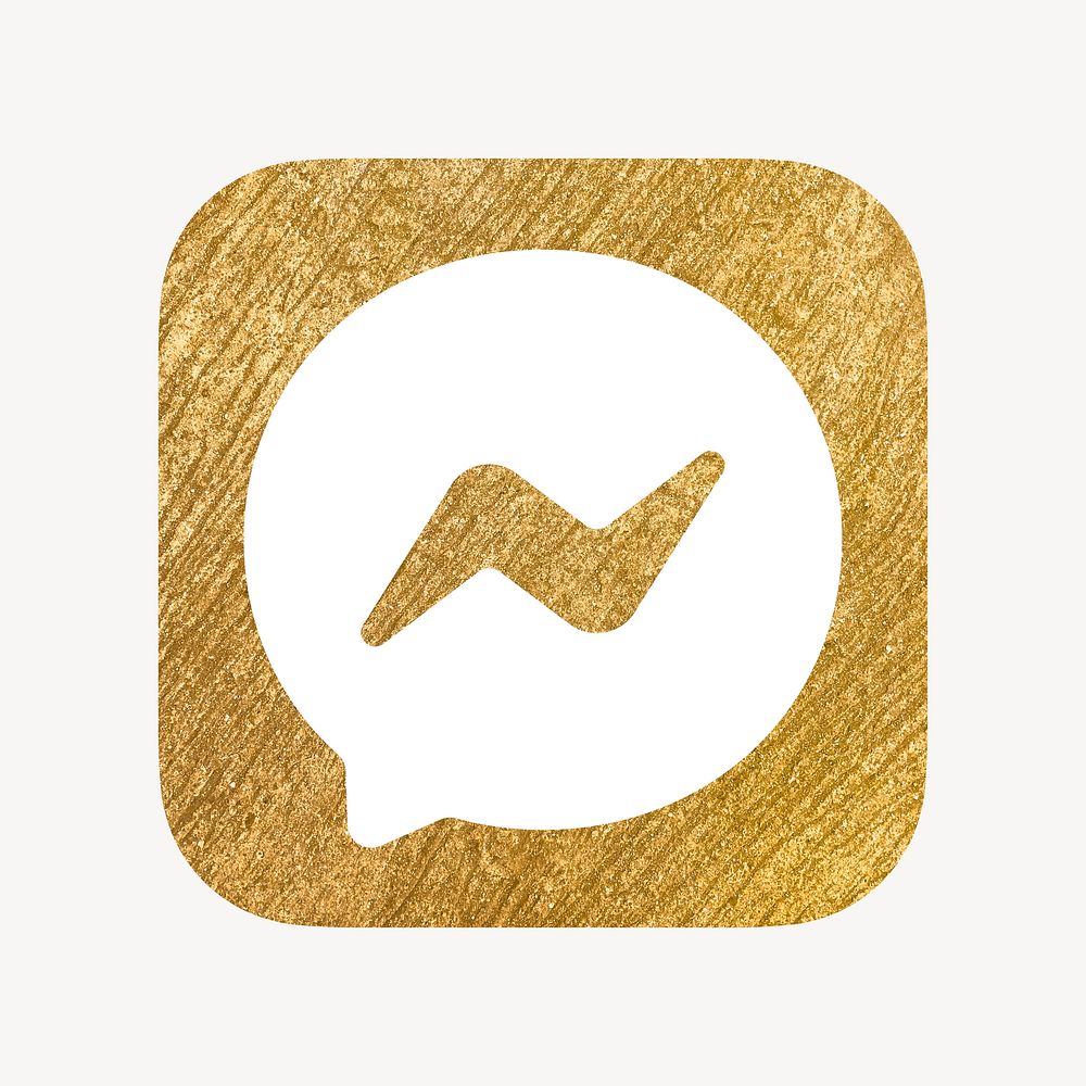 Messenger icon for social media in gold design. 13 MAY 2022 - BANGKOK, THAILAND