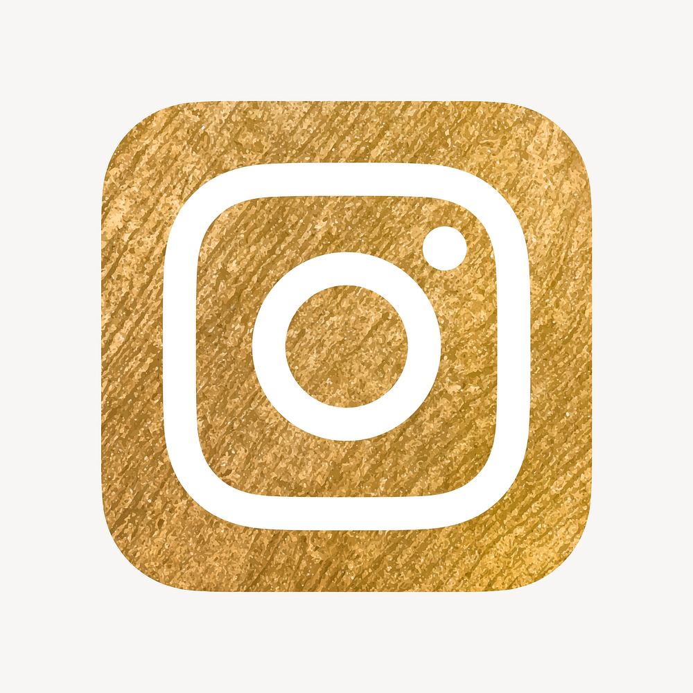 Instagram icon for social media in gold design vector. 13 MAY 2022 - BANGKOK, THAILAND