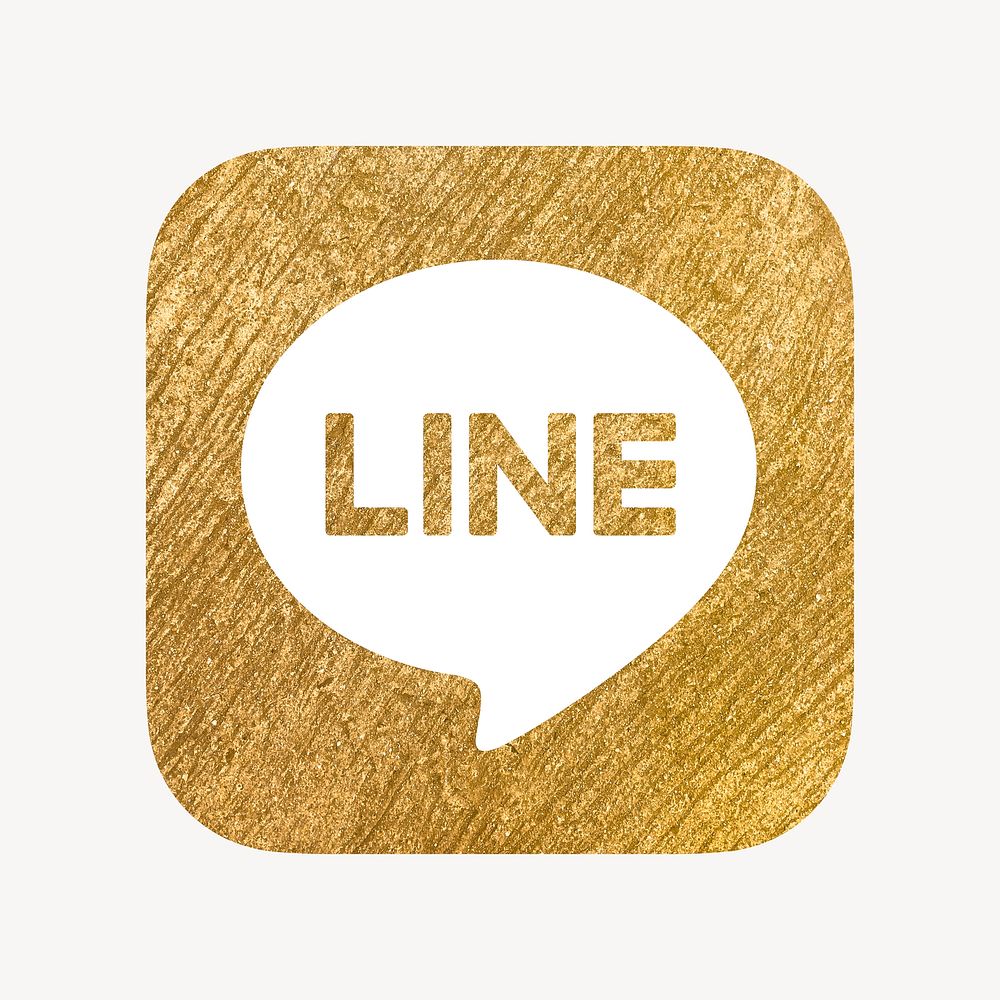 LINE icon for social media in gold design. 13 MAY 2022 - BANGKOK, THAILAND