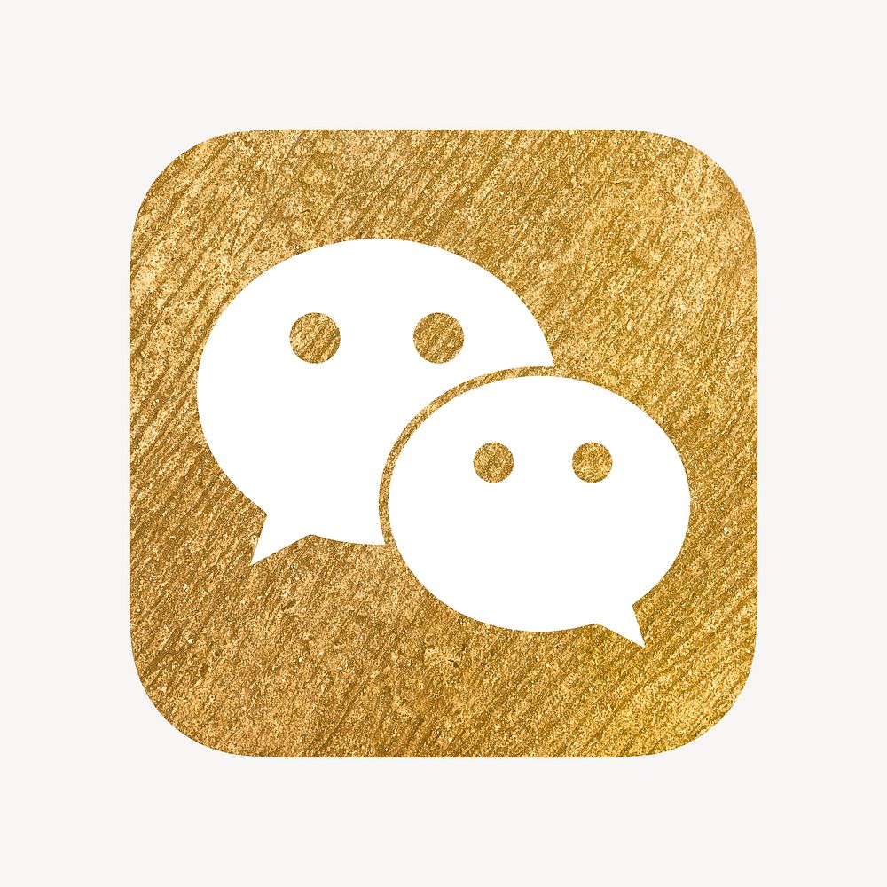 WeChat icon for social media in gold design. 13 MAY 2022 - BANGKOK, THAILAND