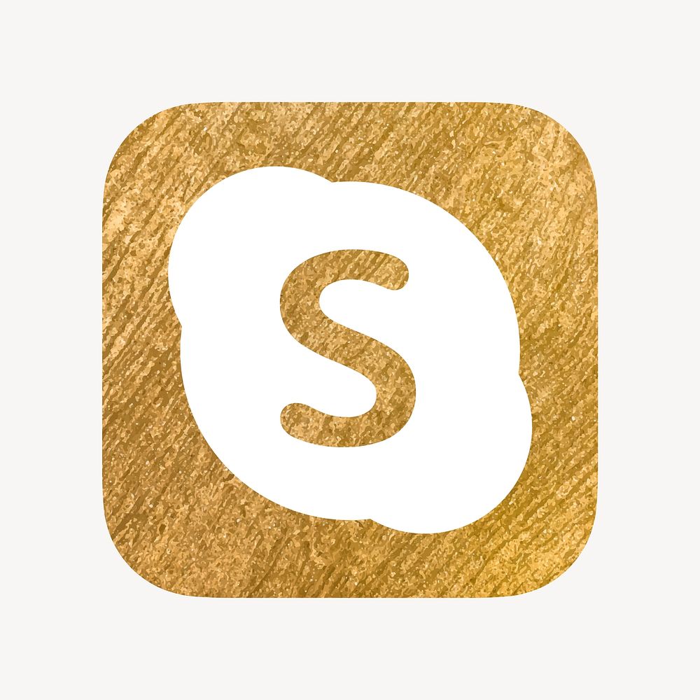 Skype icon for social media in gold design vector. 13 MAY 2022 - BANGKOK, THAILAND
