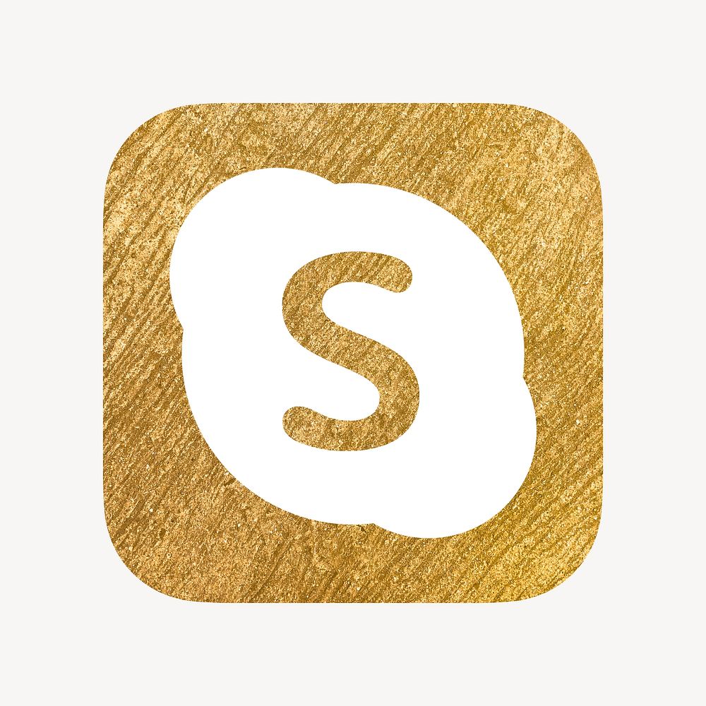 Skype icon for social media in gold design psd. 13 MAY 2022 - BANGKOK, THAILAND