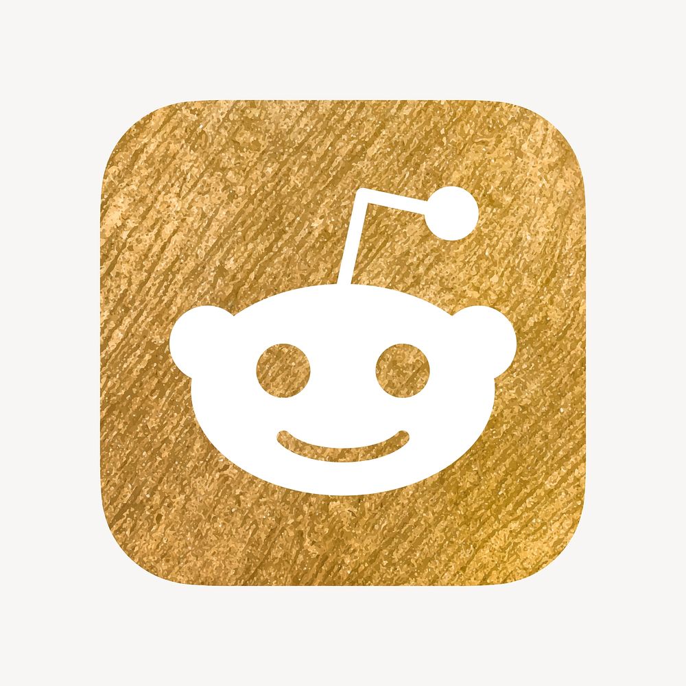 Reddit icon for social media in gold design vector. 13 MAY 2022 - BANGKOK, THAILAND