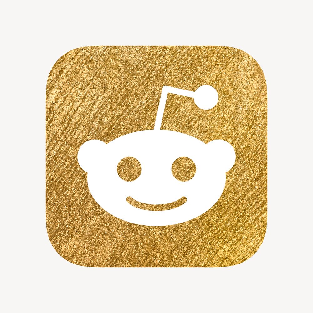 Reddit icon for social media in gold design. 13 MAY 2022 - BANGKOK, THAILAND