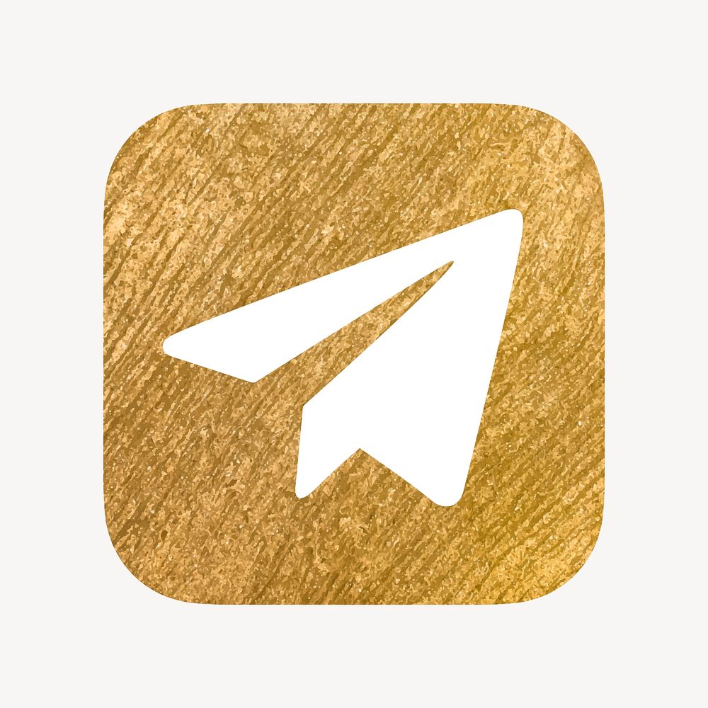 Telegram icon for social media in gold design vector. 13 MAY 2022 - BANGKOK, THAILAND