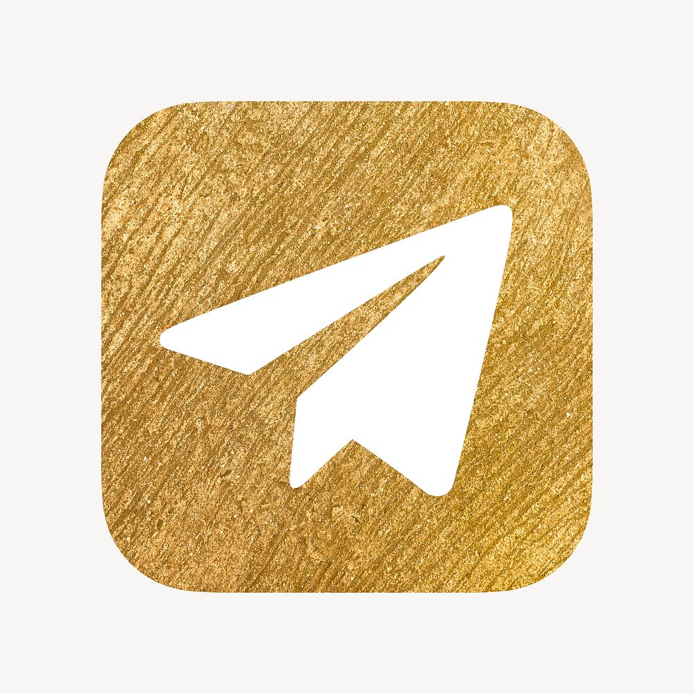 Telegram icon for social media in gold design psd. 13 MAY 2022 - BANGKOK, THAILAND