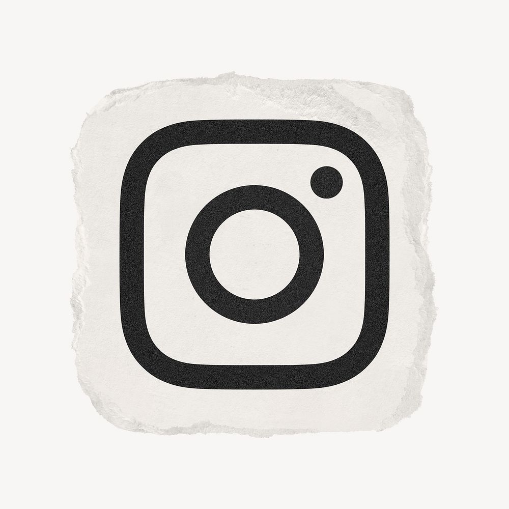 Instagram icon for social media in ripped paper design. 13 MAY 2022 - BANGKOK, THAILAND