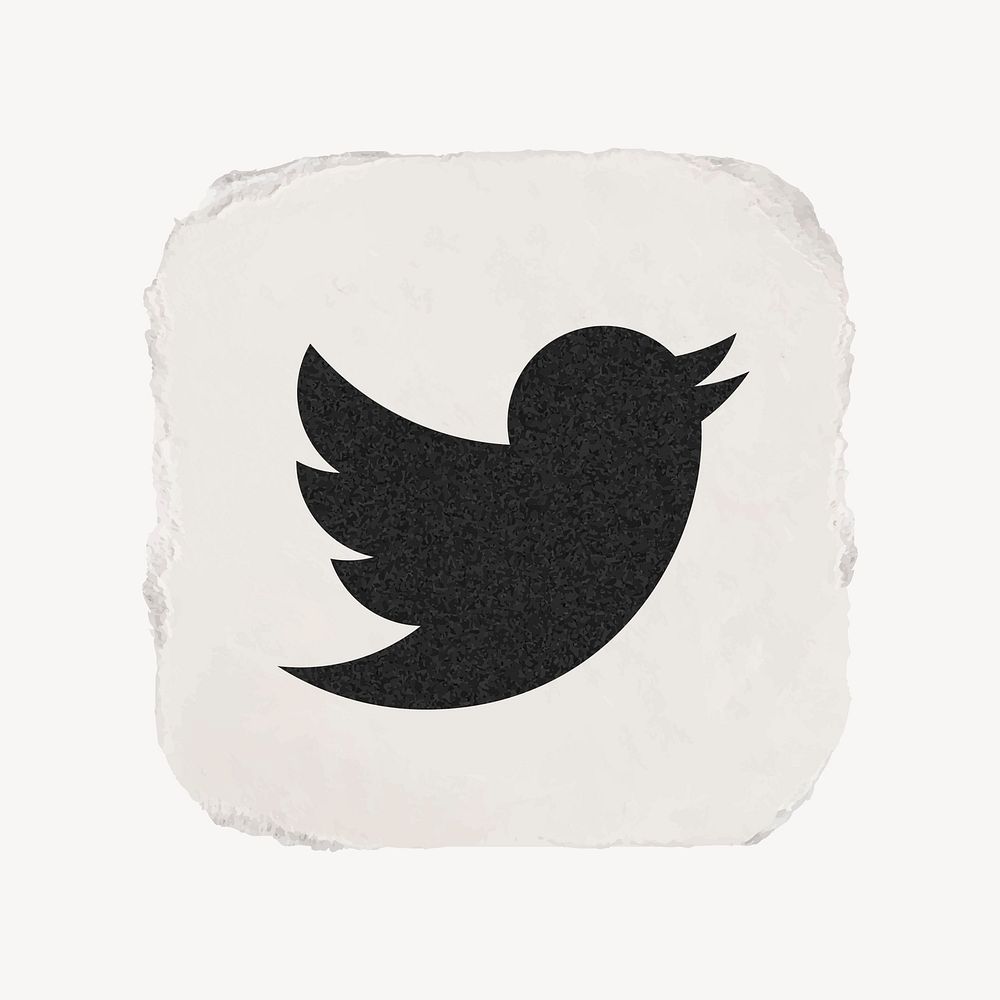 Twitter icon for social media in ripped paper design vector. 13 MAY 2022 - BANGKOK, THAILAND
