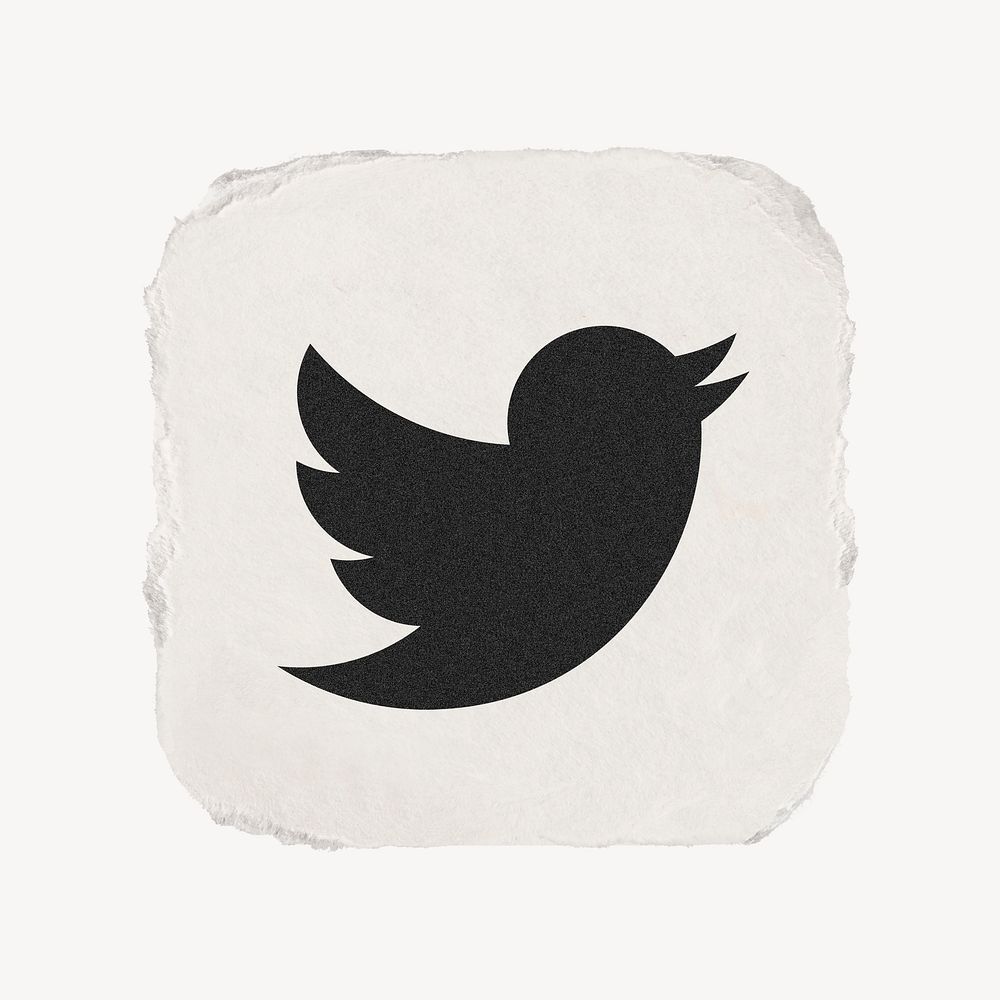 Twitter icon for social media in ripped paper design psd. 13 MAY 2022 - BANGKOK, THAILAND
