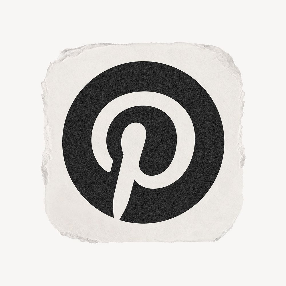Pinterest icon for social media in ripped paper design psd. 13 MAY 2022 - BANGKOK, THAILAND