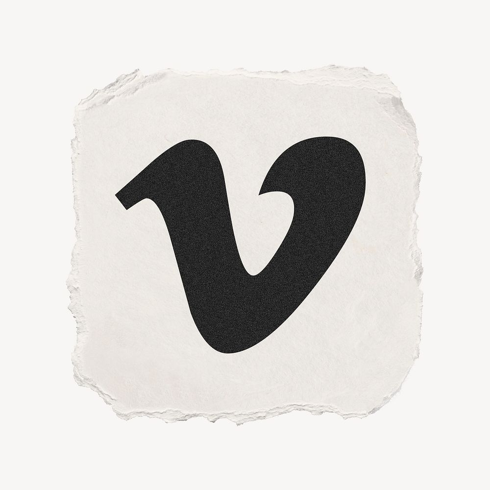 Vimeo icon for social media in ripped paper design psd. 13 MAY 2022 - BANGKOK, THAILAND