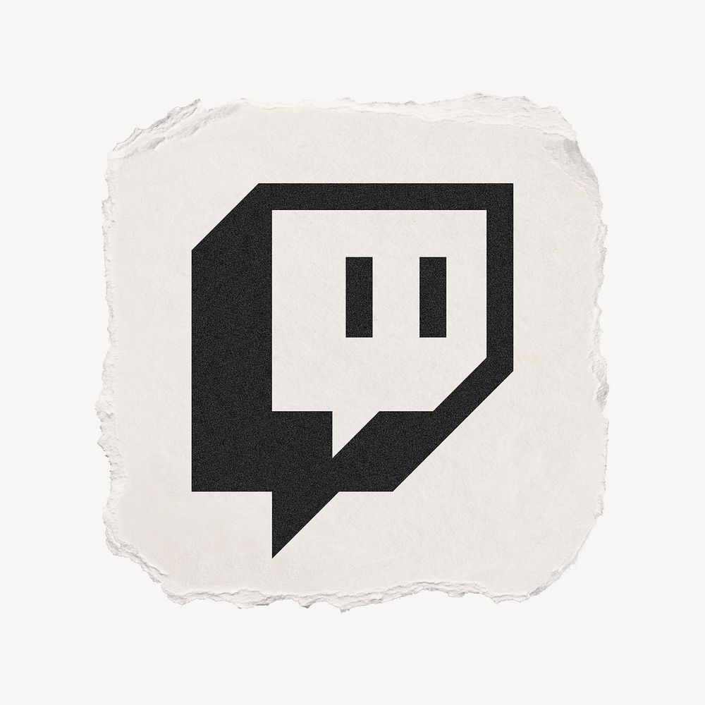 Twitch icon for social media in ripped paper design psd. 13 MAY 2022 - BANGKOK, THAILAND