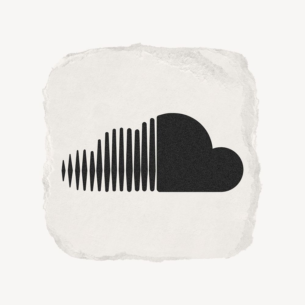 Soundcloud icon for social media in ripped paper design psd. 13 MAY 2022 - BANGKOK, THAILAND