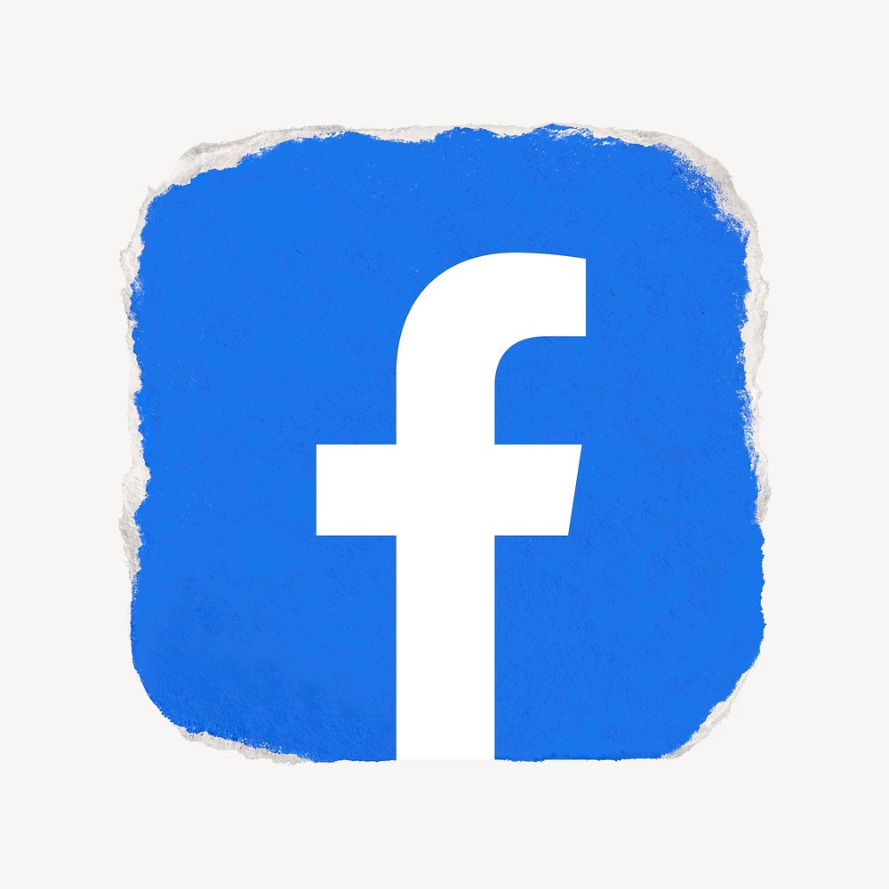 Facebook icon for social media in ripped paper design psd. 13 MAY 2022 - BANGKOK, THAILAND