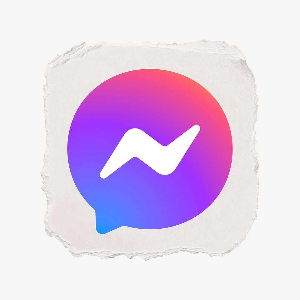 Messenger icon for social media in ripped paper design. 13 MAY 2022 - BANGKOK, THAILAND