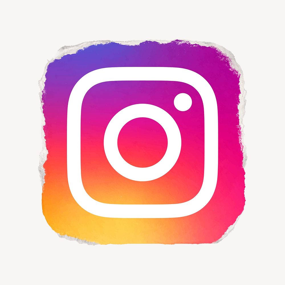 Instagram icon for social media in ripped paper design vector. 13 MAY 2022 - BANGKOK, THAILAND