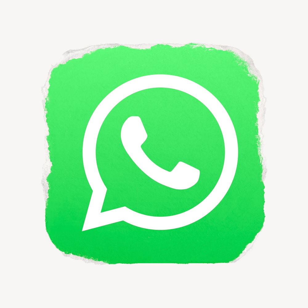 WhatsApp icon for social media in ripped paper design. 13 MAY 2022 - BANGKOK, THAILAND