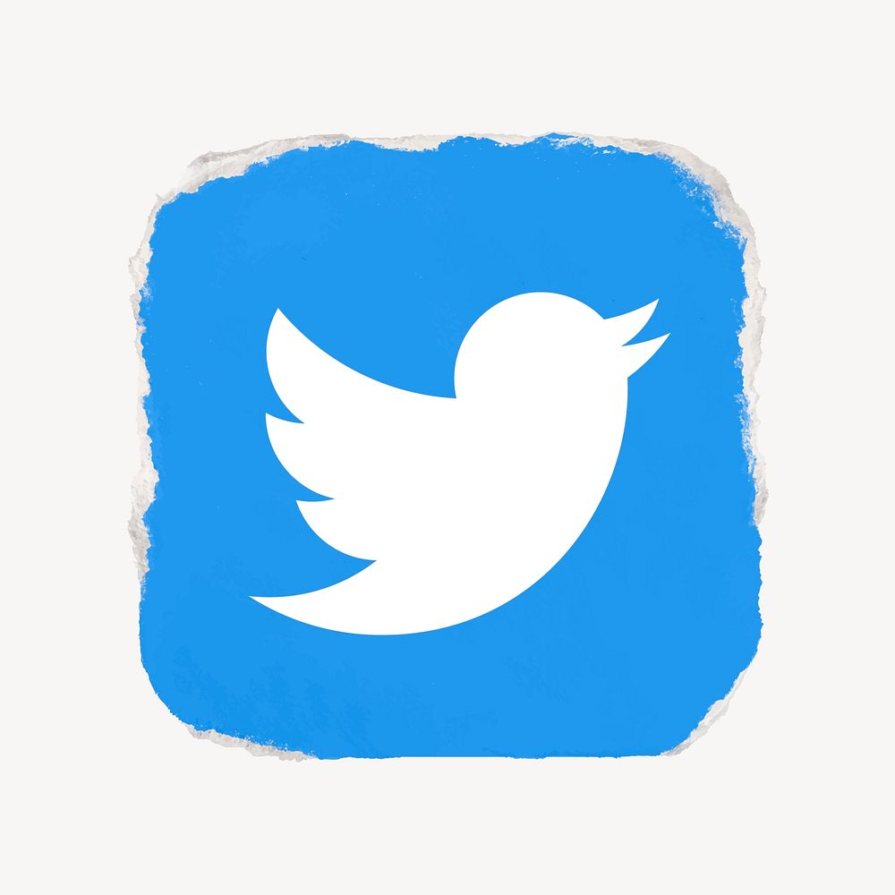 Twitter icon for social media in ripped paper design vector. 13 MAY 2022 - BANGKOK, THAILAND