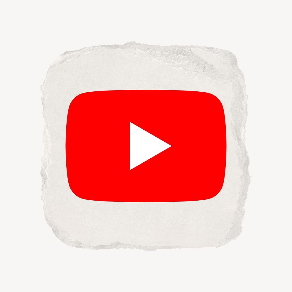 YouTube icon for social media in ripped paper design. 13 MAY 2022 - BANGKOK, THAILAND
