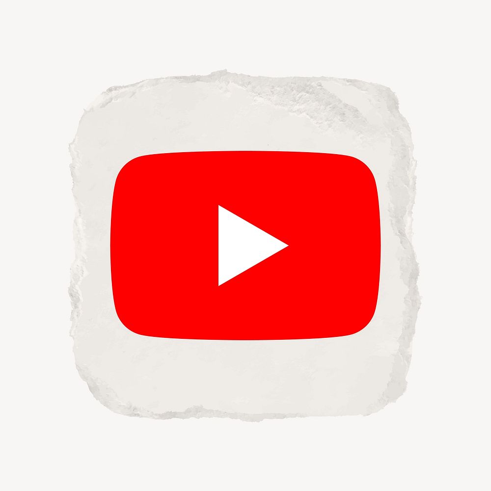 YouTube icon for social media in ripped paper design vector. 13 MAY 2022 - BANGKOK, THAILAND