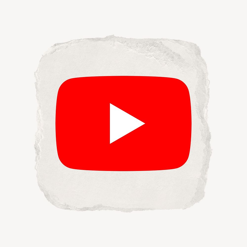 YouTube icon for social media in ripped paper design psd. 13 MAY 2022 - BANGKOK, THAILAND