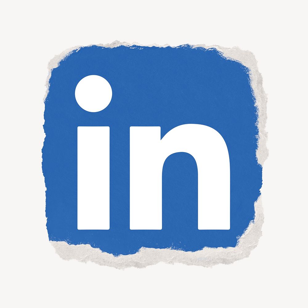 LinkedIn icon for social media in ripped paper design psd. 13 MAY 2022 - BANGKOK, THAILAND