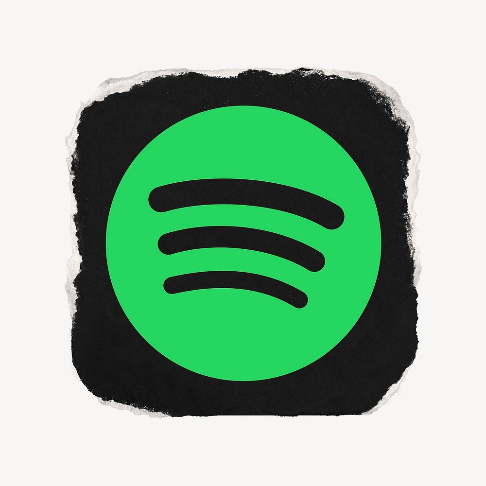 Spotify icon for social media in ripped paper design. 13 MAY 2022 - BANGKOK, THAILAND