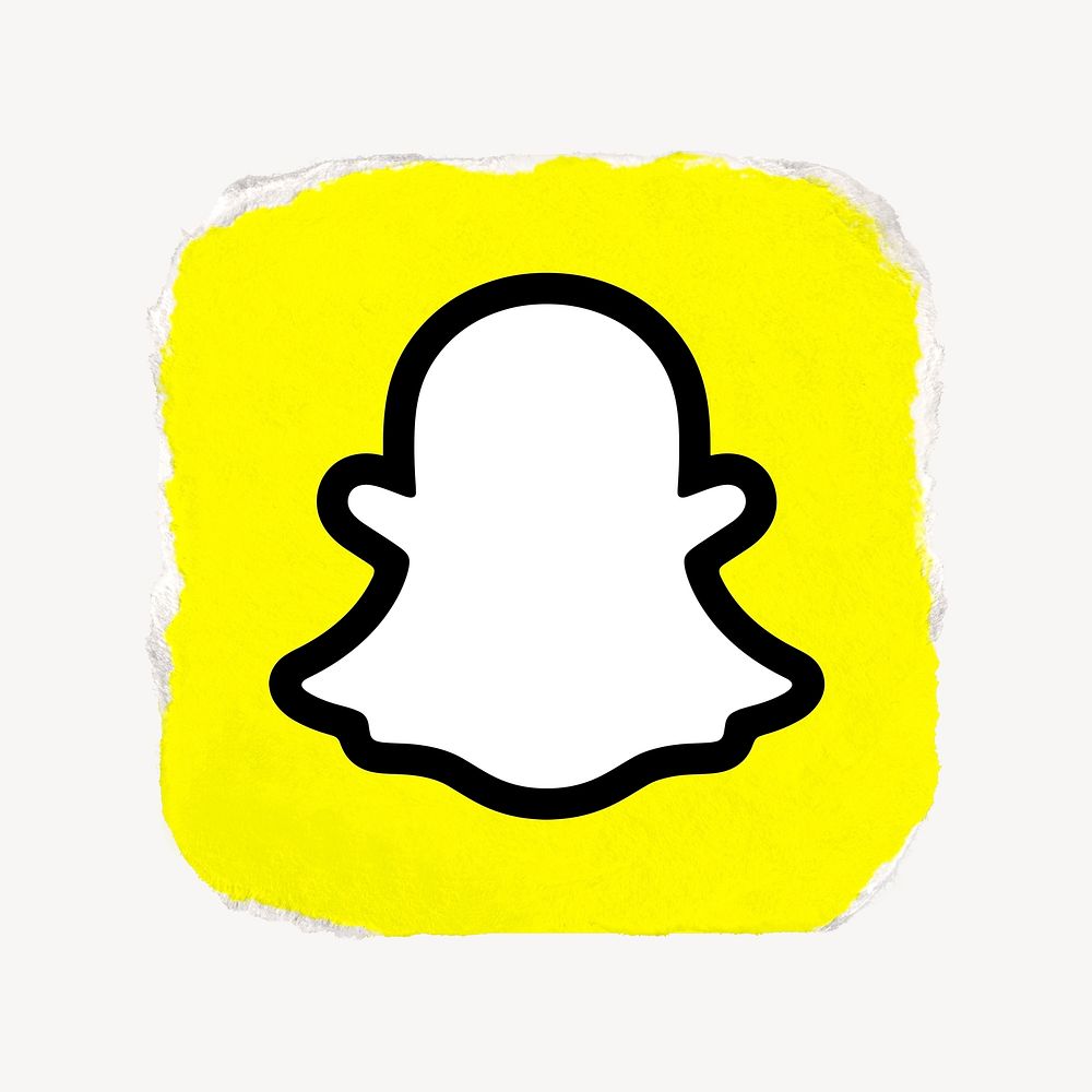 Snapchat icon for social media in ripped paper design psd. 13 MAY 2022 - BANGKOK, THAILAND