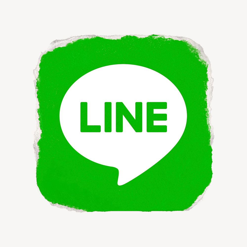 LINE icon for social media in ripped paper design psd. 13 MAY 2022 - BANGKOK, THAILAND