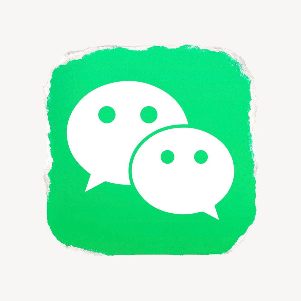 WeChat icon for social media in ripped paper design. 13 MAY 2022 - BANGKOK, THAILAND