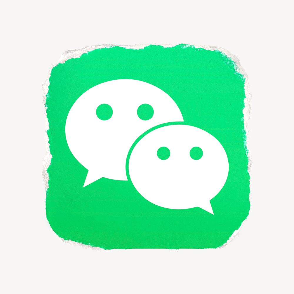WeChat icon for social media in ripped paper design psd. 13 MAY 2022 - BANGKOK, THAILAND