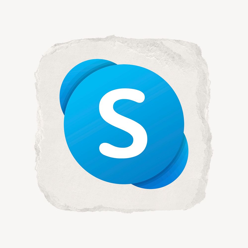 Skype icon for social media in ripped paper design psd. 13 MAY 2022 - BANGKOK, THAILAND