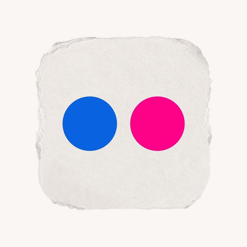 Flickr icon for social media in ripped paper design. 13 MAY 2022 - BANGKOK, THAILAND