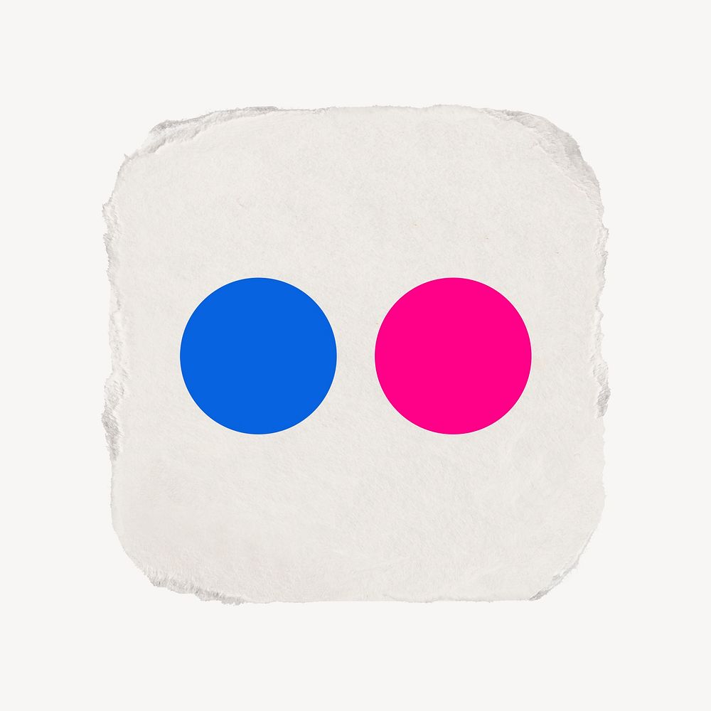 Flickr icon for social media in ripped paper design psd. 13 MAY 2022 - BANGKOK, THAILAND