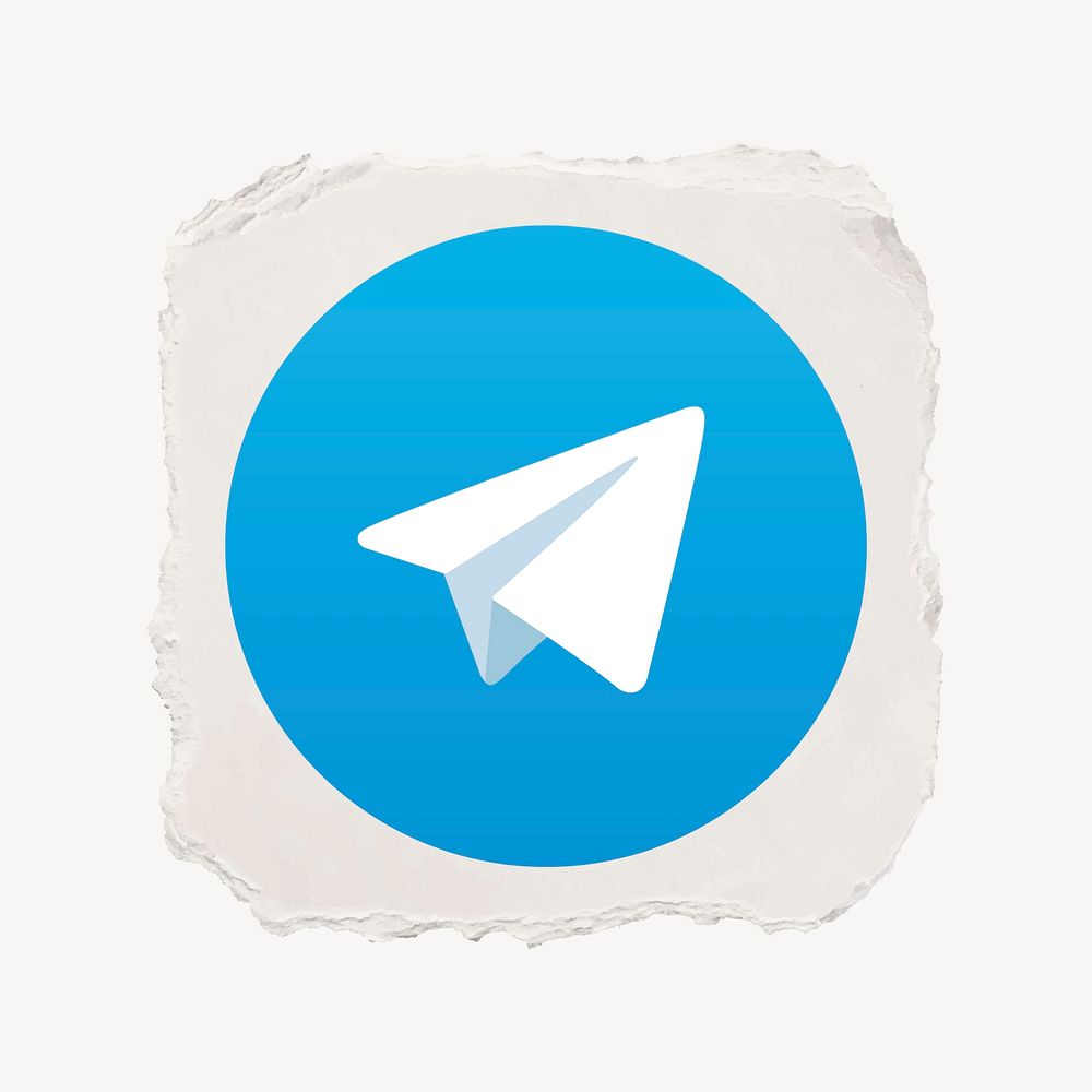 Telegram icon for social media in ripped paper design vector. 13 MAY 2022 - BANGKOK, THAILAND