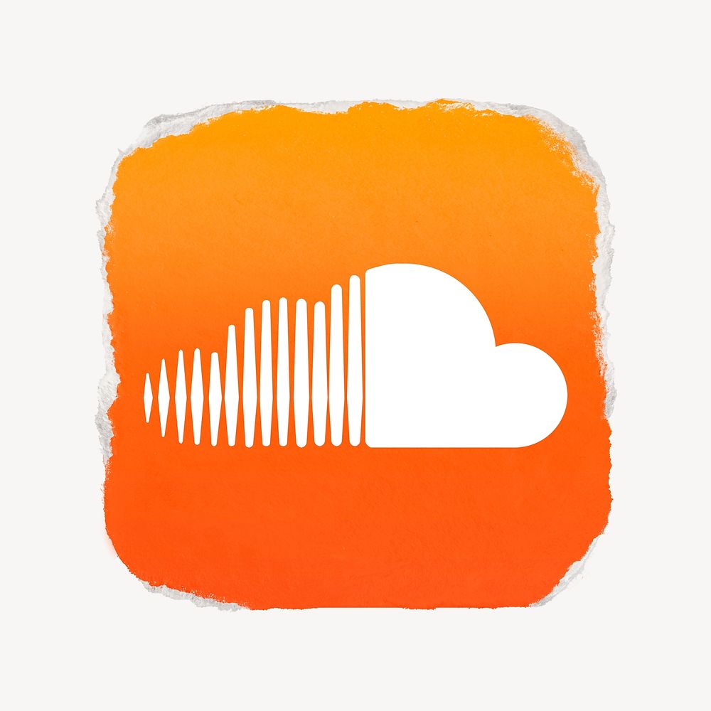 Soundcloud icon for social media in ripped paper design. 13 MAY 2022 - BANGKOK, THAILAND