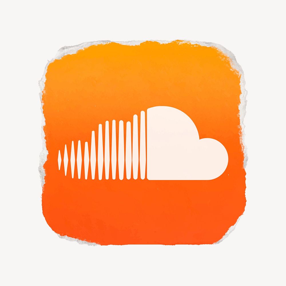 Soundcloud icon for social media in ripped paper design vector. 13 MAY 2022 - BANGKOK, THAILAND
