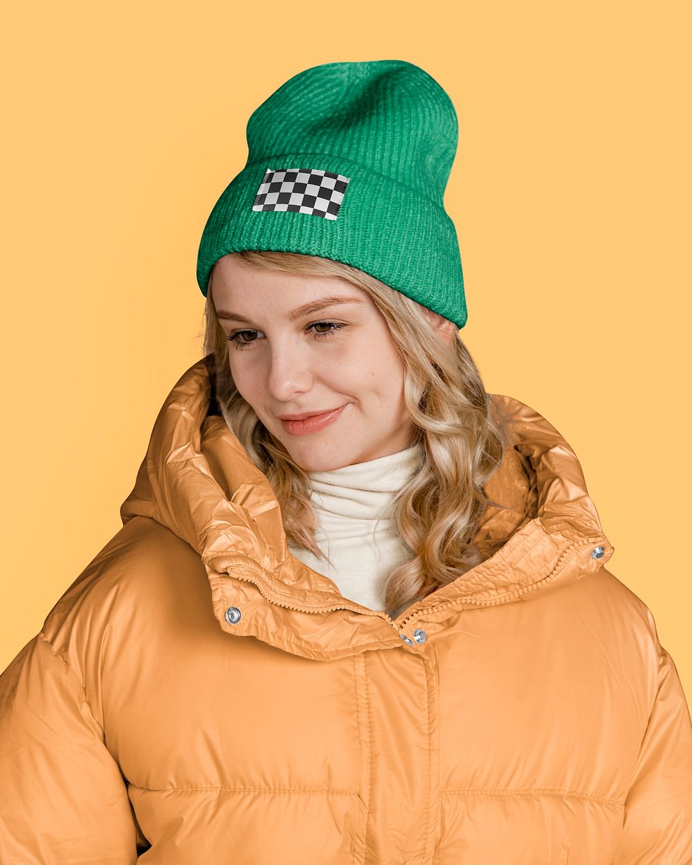 Woman wearing funky & colorful winter outfit