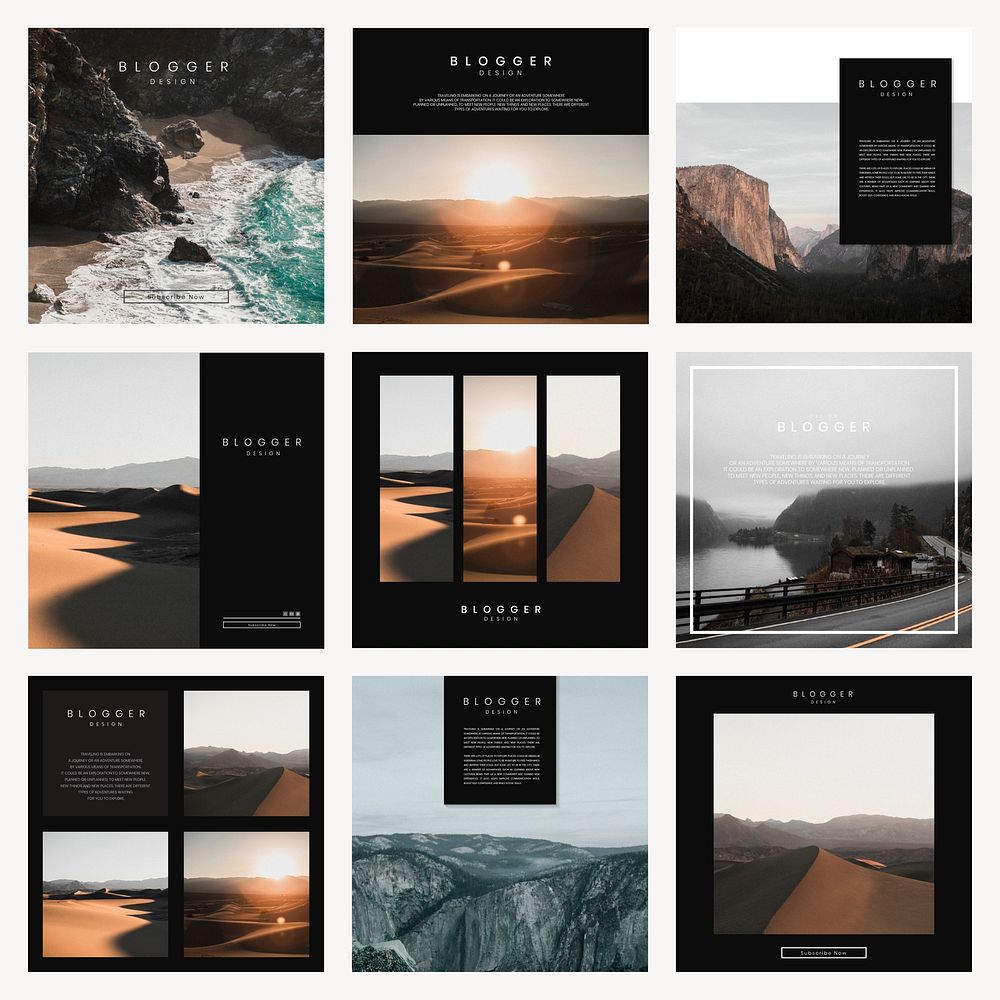 Blogger Instagram post template vector set