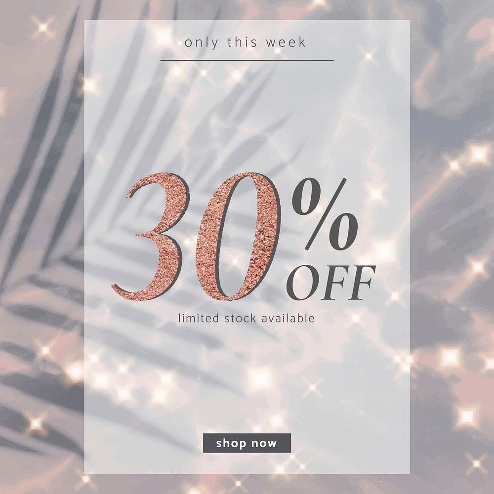 30% off sale template vector for social media post