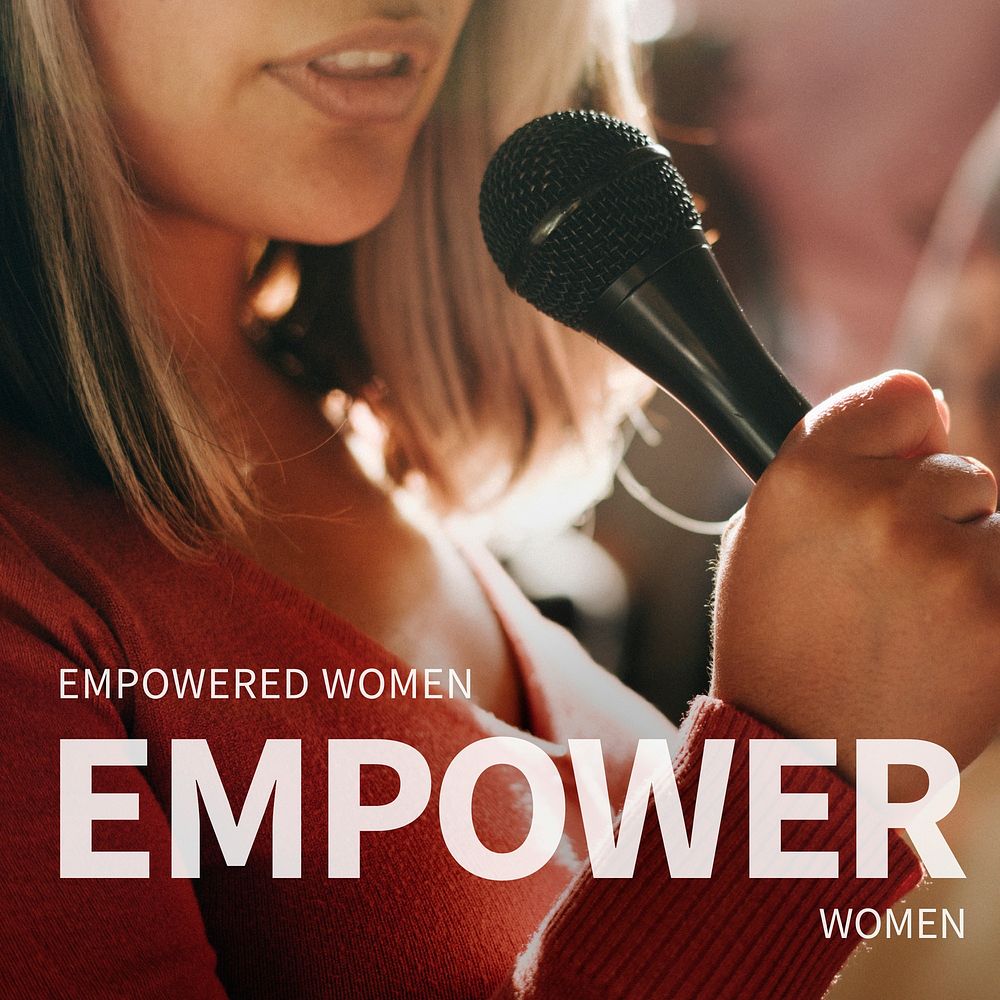 Women empowerment template vector for social media post with editable text