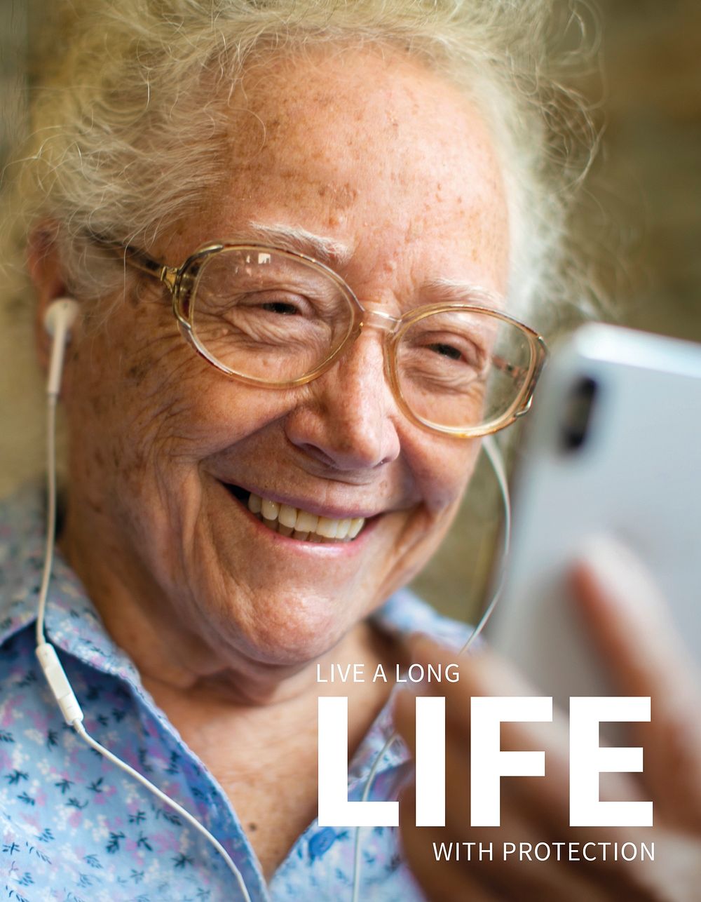 Long life insurance template psd for elderlies ad poster