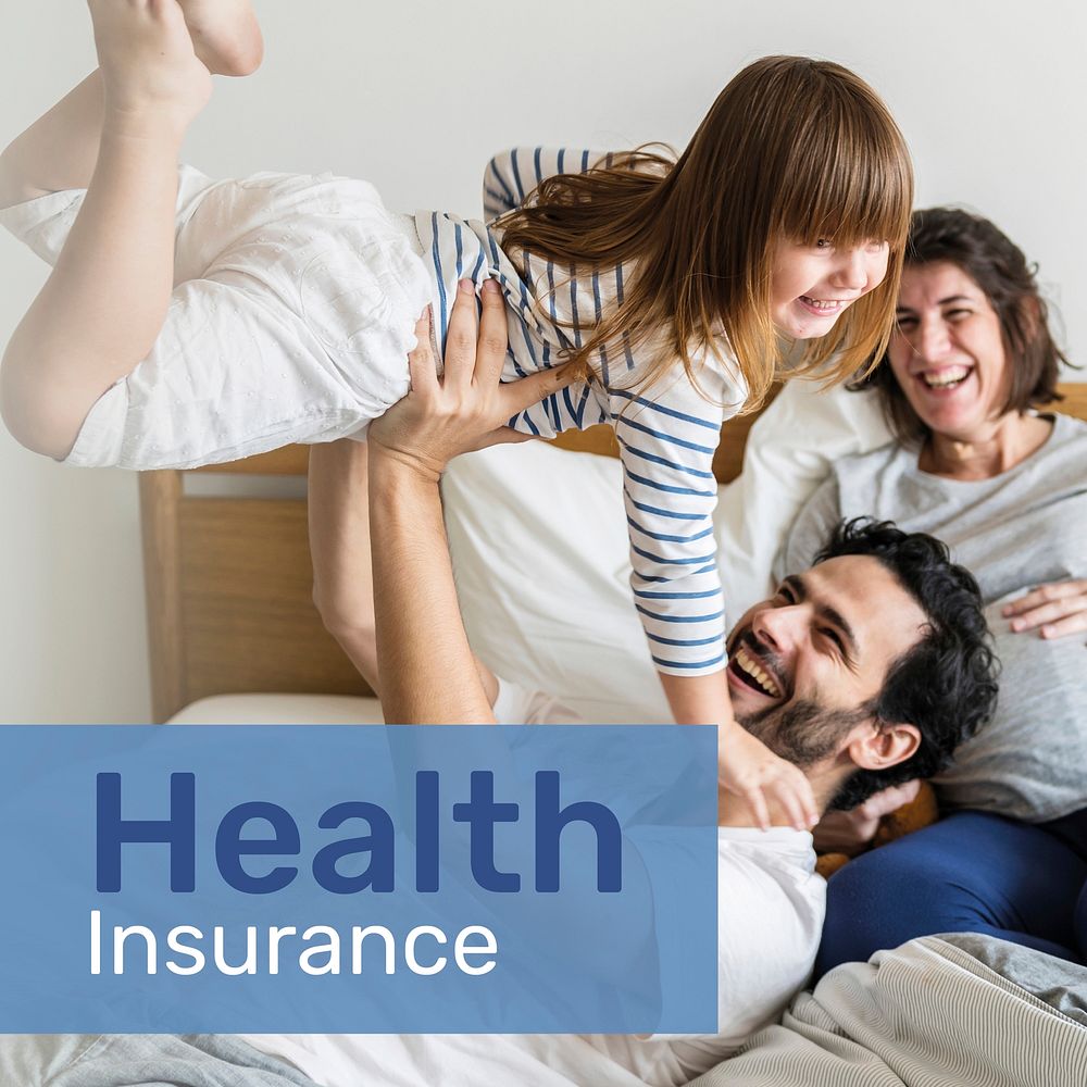 Health insurance template vector for social media with editable text