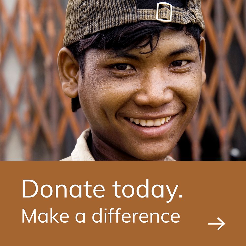 Make a difference template psd children charity social media post