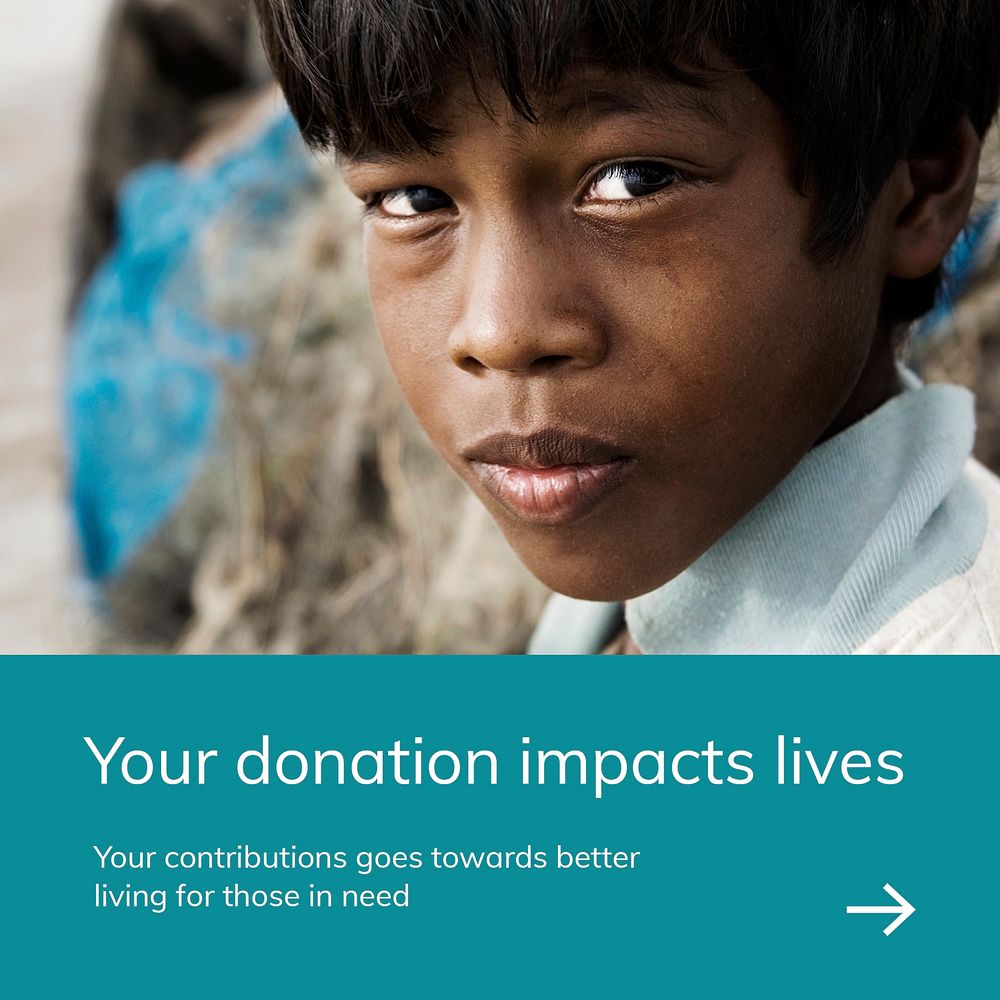 Children charity donation template psd social media post