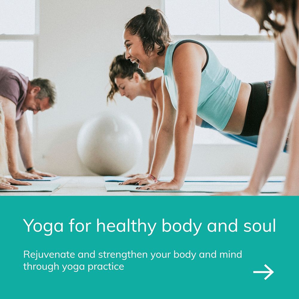 Yoga wellness template vector for healthy lifestyle for social media post