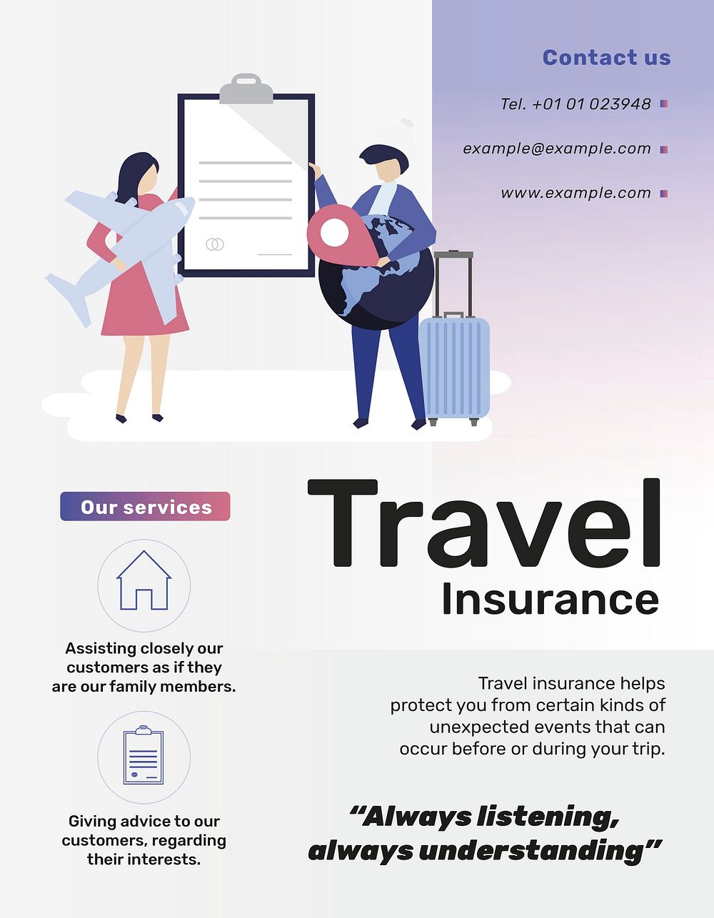 Travel insurance template psd for flyer