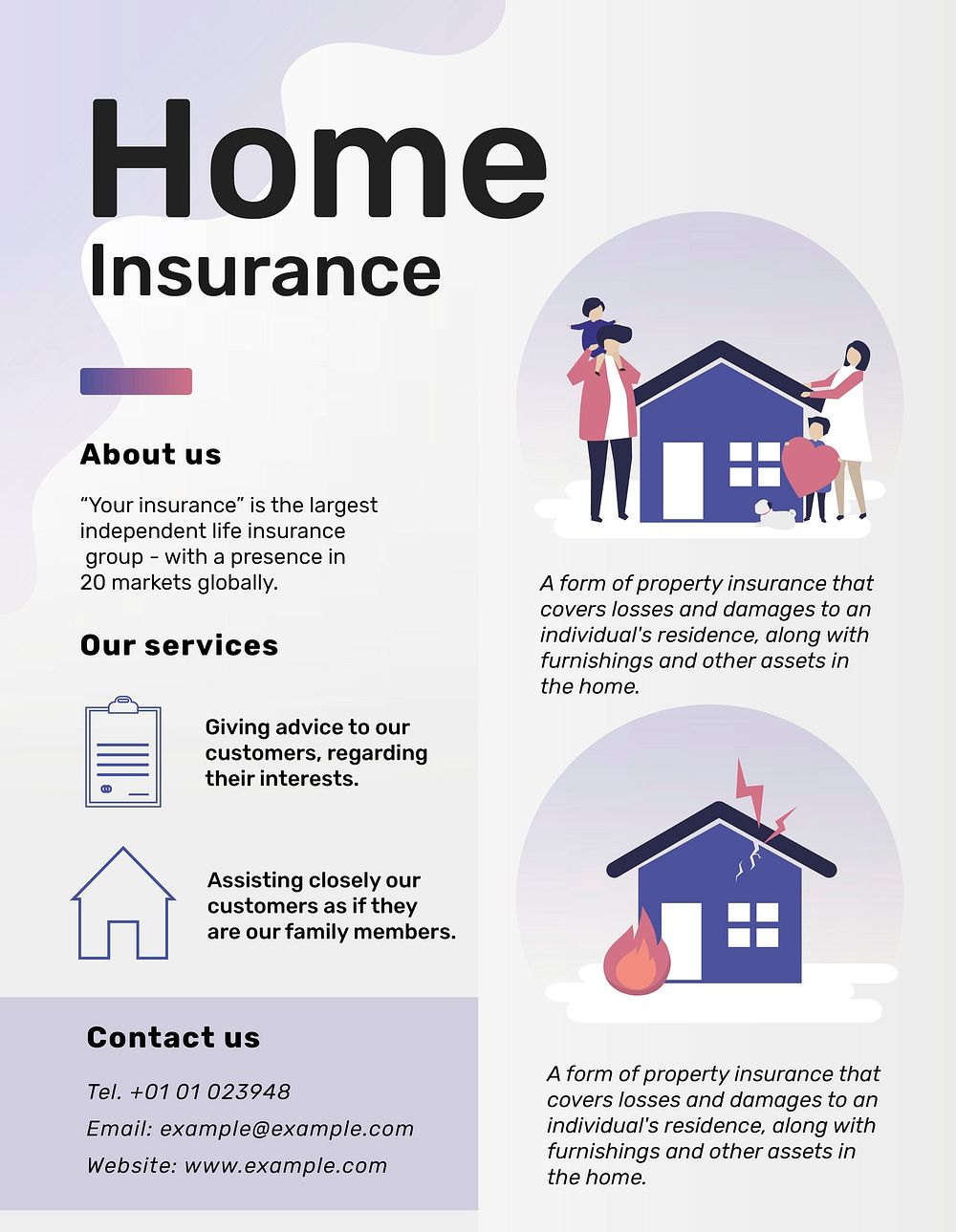 Home insurance template vector for flyer